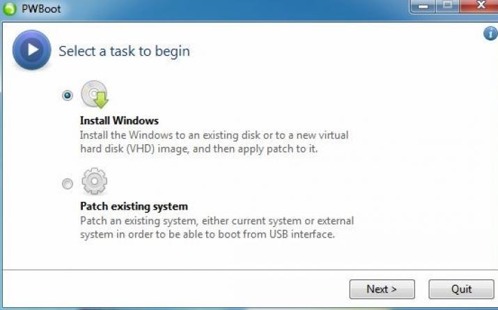 Windows-ის ინსტალაცია გარე USB მყარ დისკზე Windows 7-ის ინსტალაცია გარე USB HDD-ზე